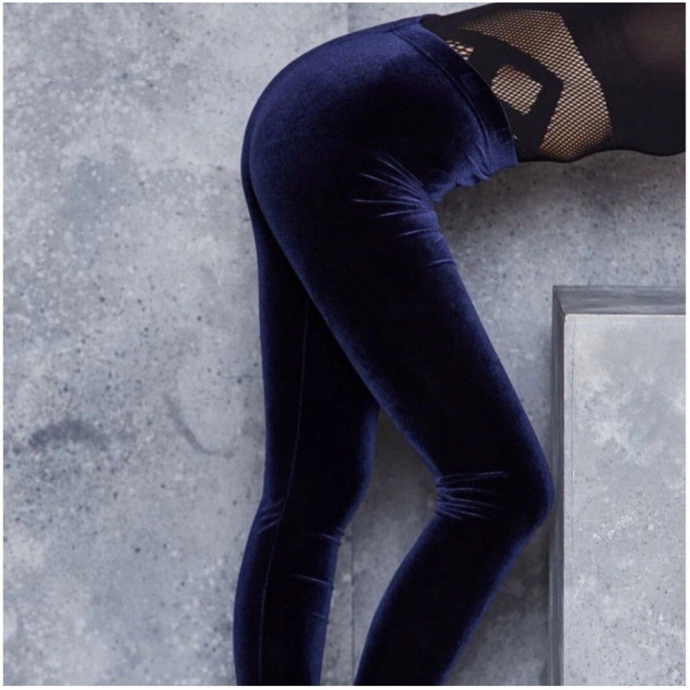 Black milk Navy Velvet Leggings High Waisted‎ Size Small Inky Lush EUC